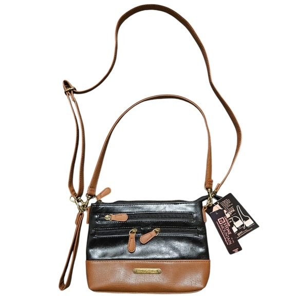 NWT Stone Mountain USA Leather Purse Vintage 4 Bagger, 4 In 1, Tan/Black - Picture 1 of 14